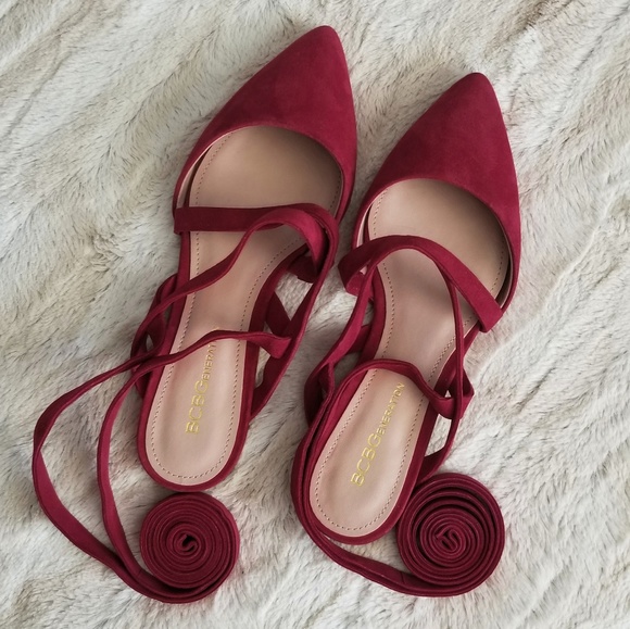 BCBGeneration Shoes - NWOT. BCBGeneration Wine Suede Lace Up Flats
